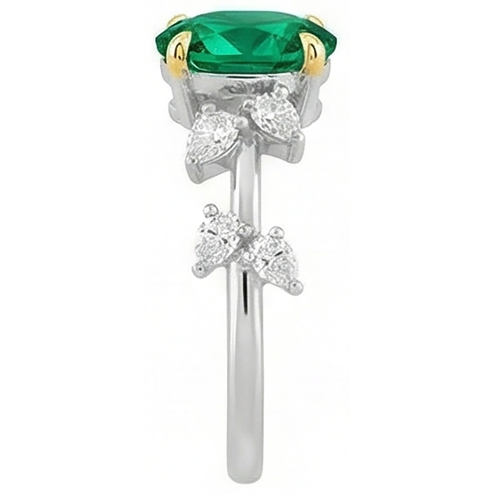 Natural Real ( Not Lab Grown ) Oval Green Emerald GIA Ring Unique Design Diamond Jewelry