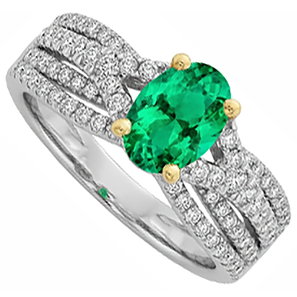 Natural Real ( Not Lab Grown ) Oval Green Emerald GIA Ring With Band Set Women's Jewelry