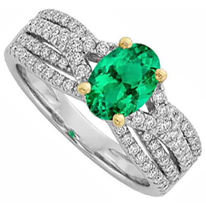Natural Real ( Not Lab Grown ) Oval Green Emerald GIA Ring With Band Set Women's Jewelry