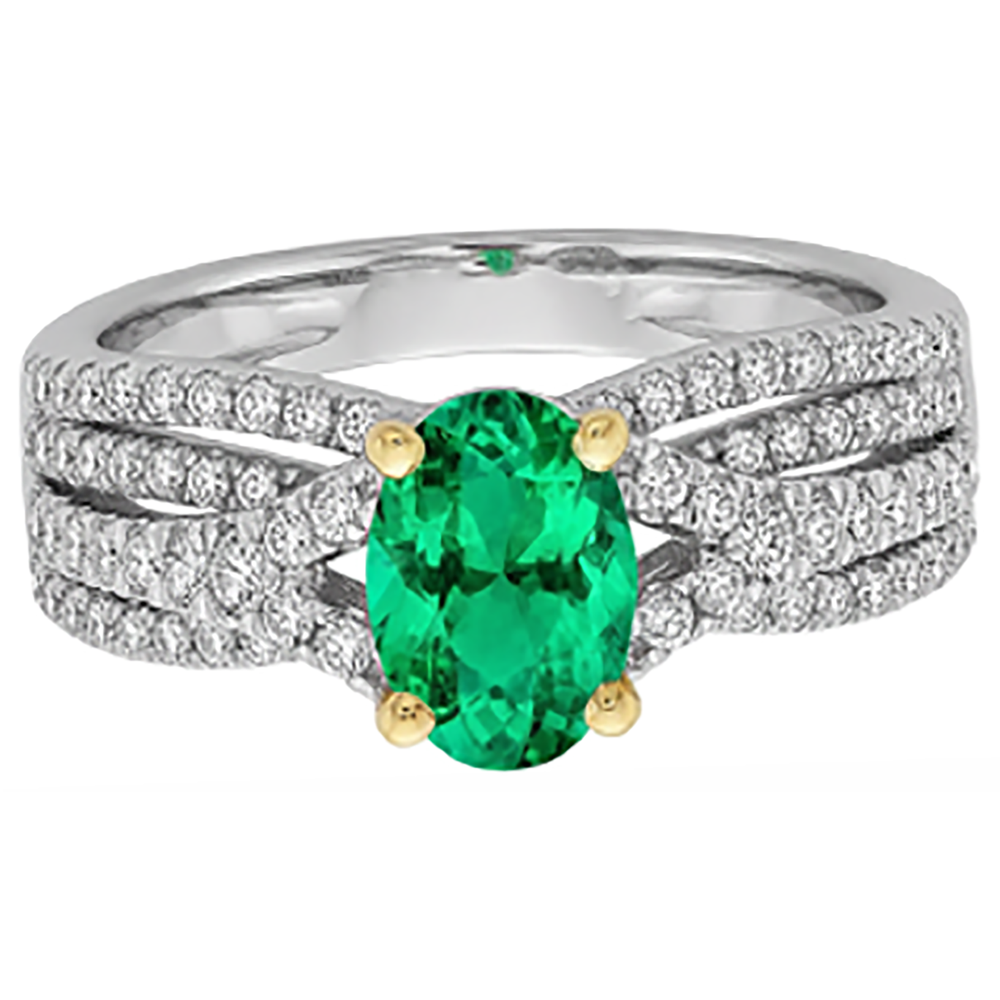Natural Real ( Not Lab Grown ) Oval Green Emerald GIA Ring With Band Set Women's Jewelry