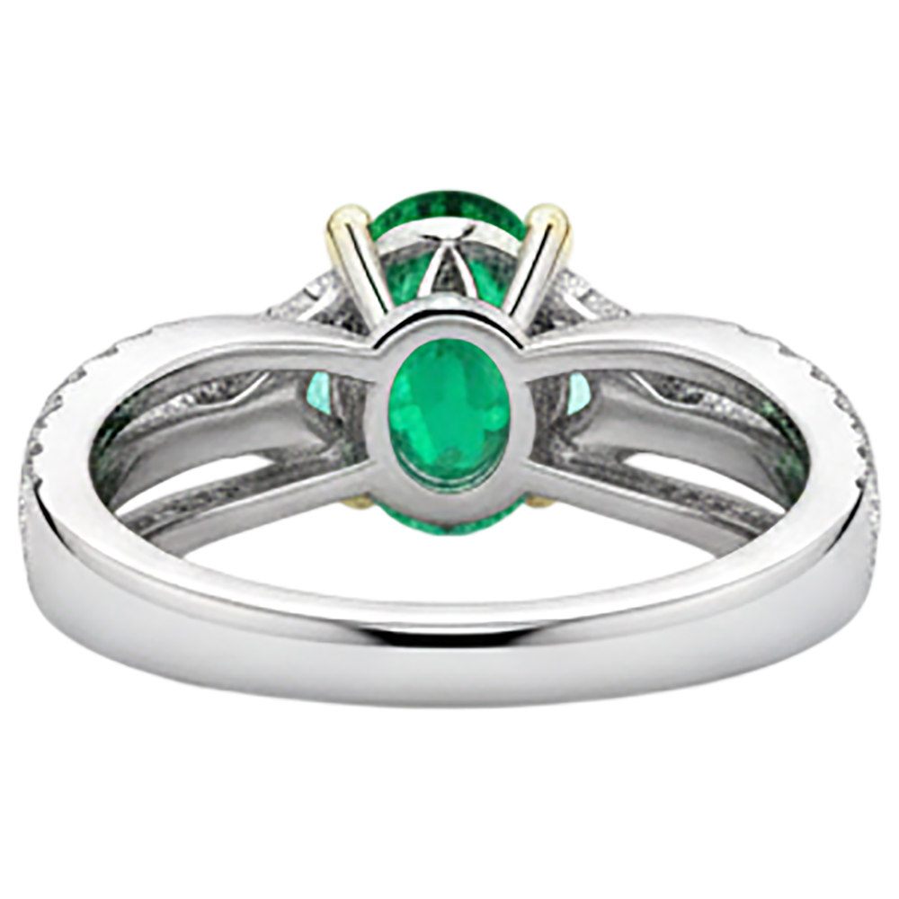Natural Real ( Not Lab Grown ) Oval Green Emerald GIA Ring With Band Set Women's Jewelry