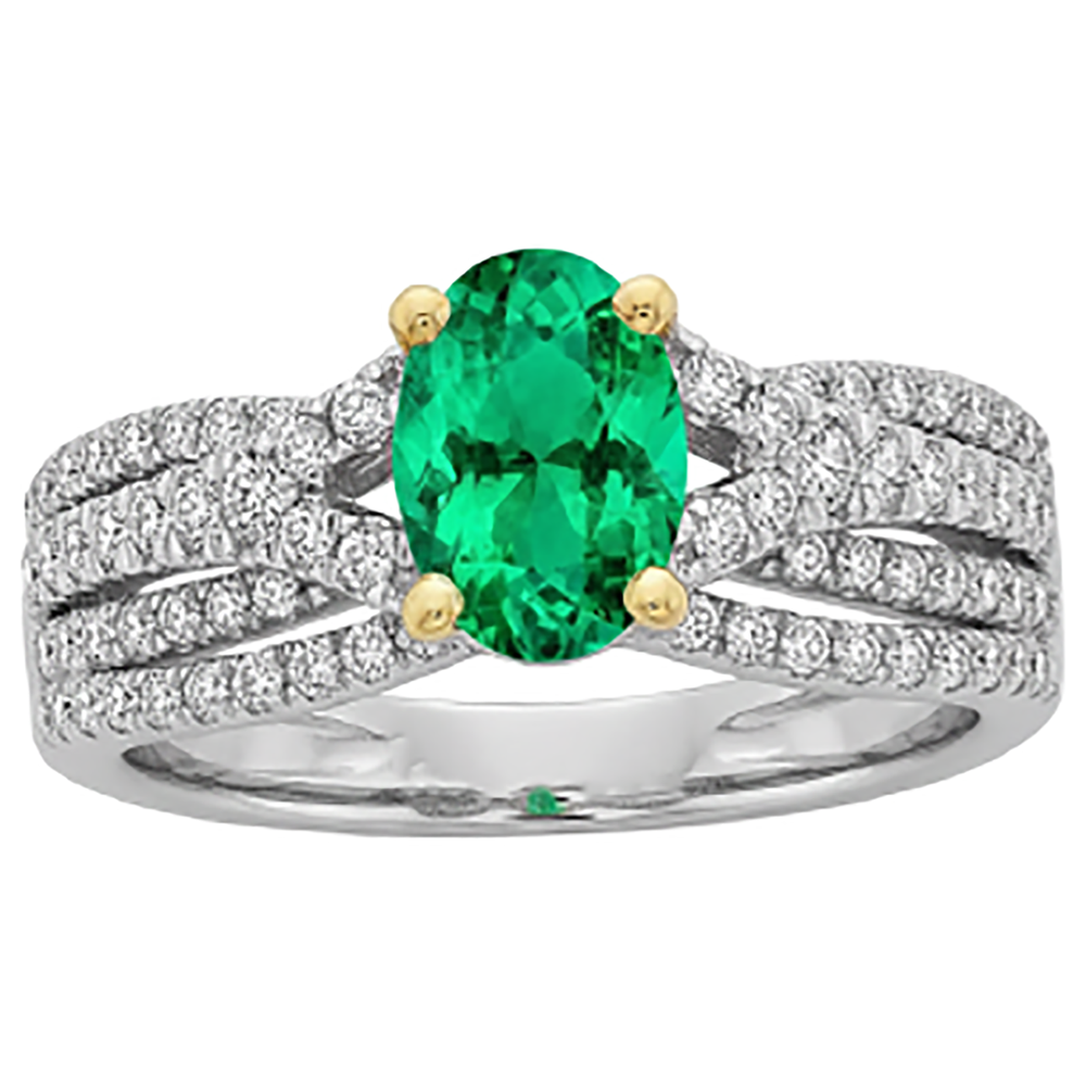 Natural Real ( Not Lab Grown ) Oval Green Emerald GIA Ring With Band Set Women's Jewelry