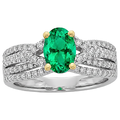 Natural Real ( Not Lab Grown ) Oval Green Emerald GIA Ring With Band Set Women's Jewelry