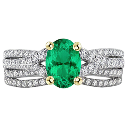 Natural Real ( Not Lab Grown ) Oval Green Emerald GIA Ring With Band Set Women's Jewelry