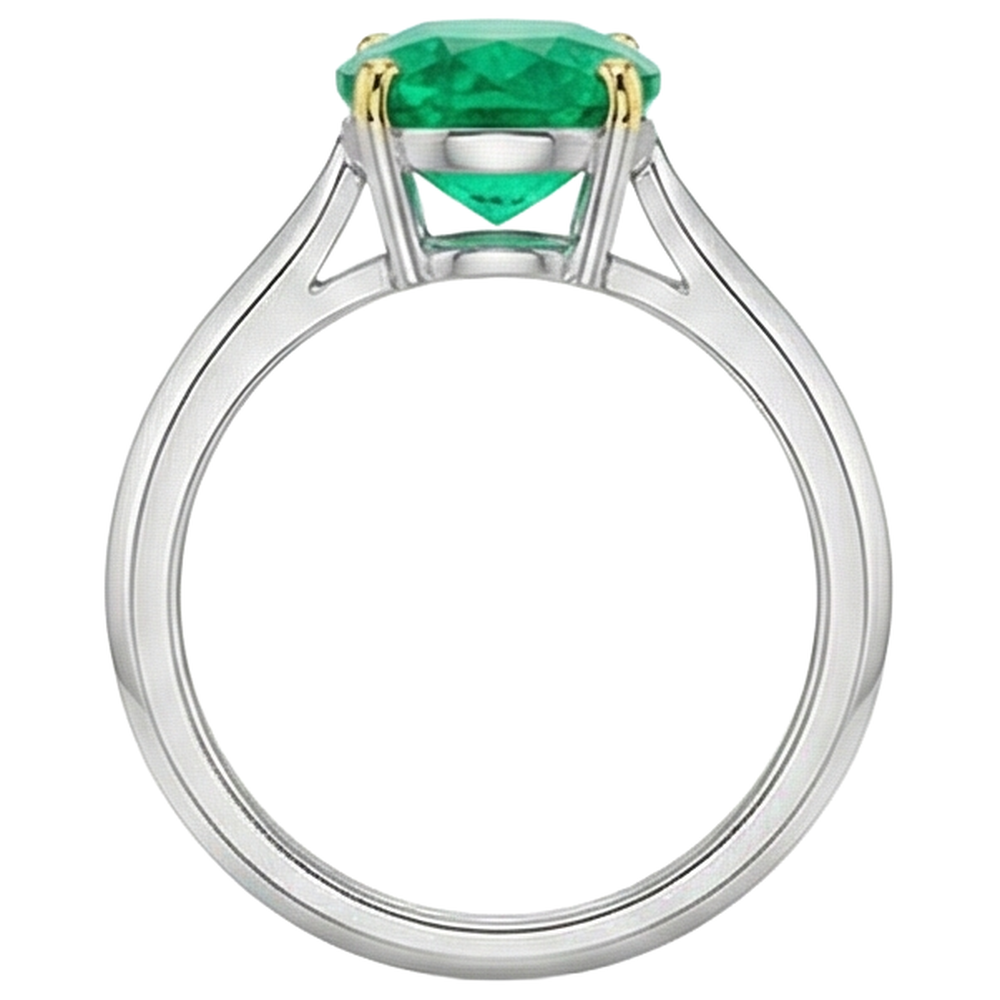 Natural Real ( Not Lab Grown ) Oval Green Emerald GIA Solitaire Ring For Women