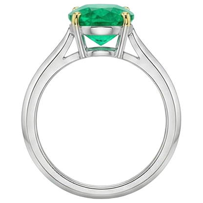 Natural Real ( Not Lab Grown ) Oval Green Emerald GIA Solitaire Ring For Women