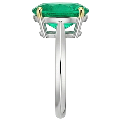 Natural Real ( Not Lab Grown ) Oval Green Emerald GIA Solitaire Ring For Women