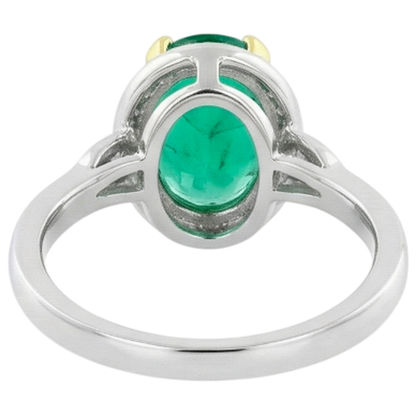 Natural Real ( Not Lab Grown ) Oval Green Emerald GIA Vintage Style Wedding Ring