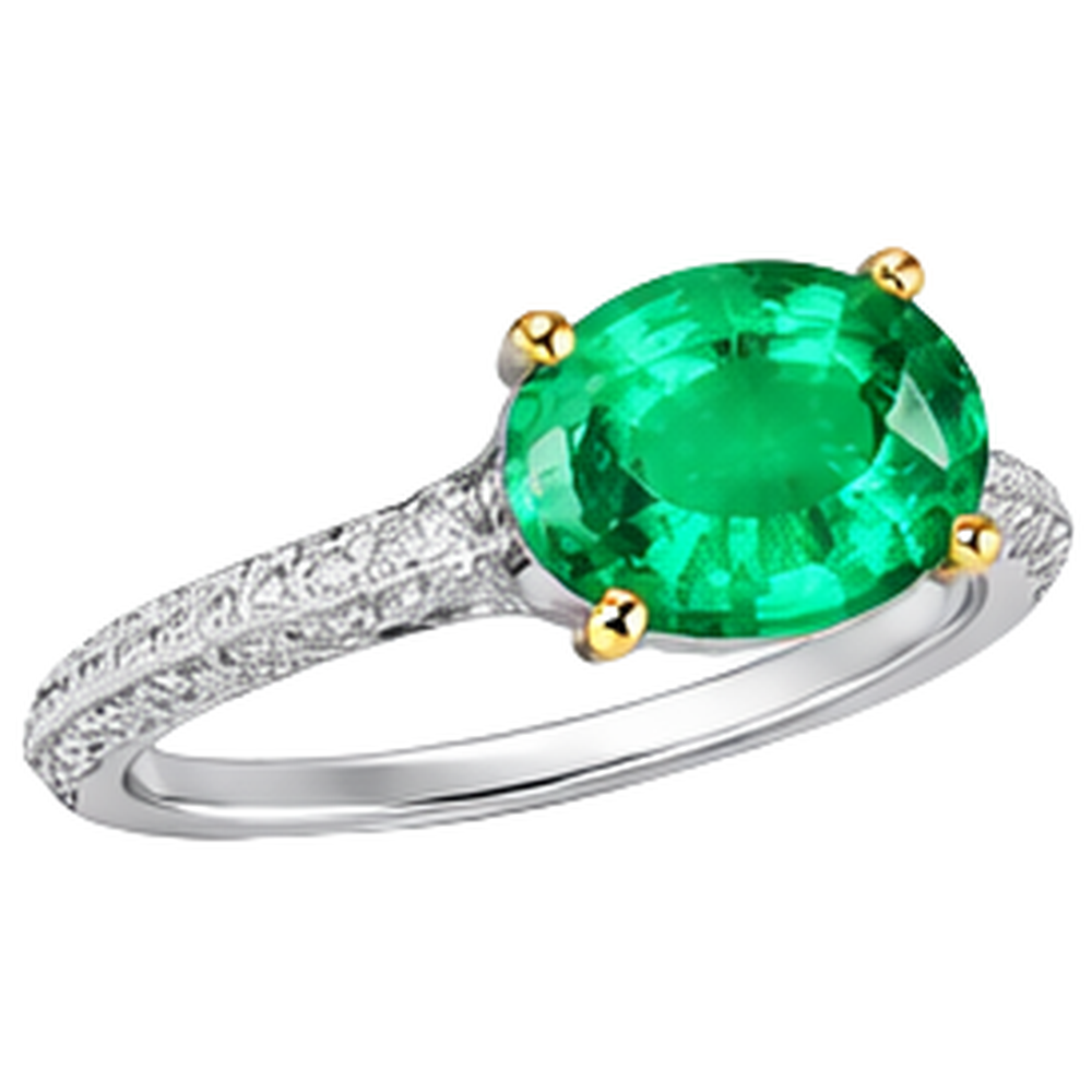 Natural Real ( Not Lab Grown ) Oval Green Emerald GIA Wedding Ring Diamonds Round Cut