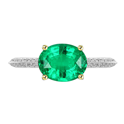 Oval Green Emerald Wedding Ring Diamonds Round Cut