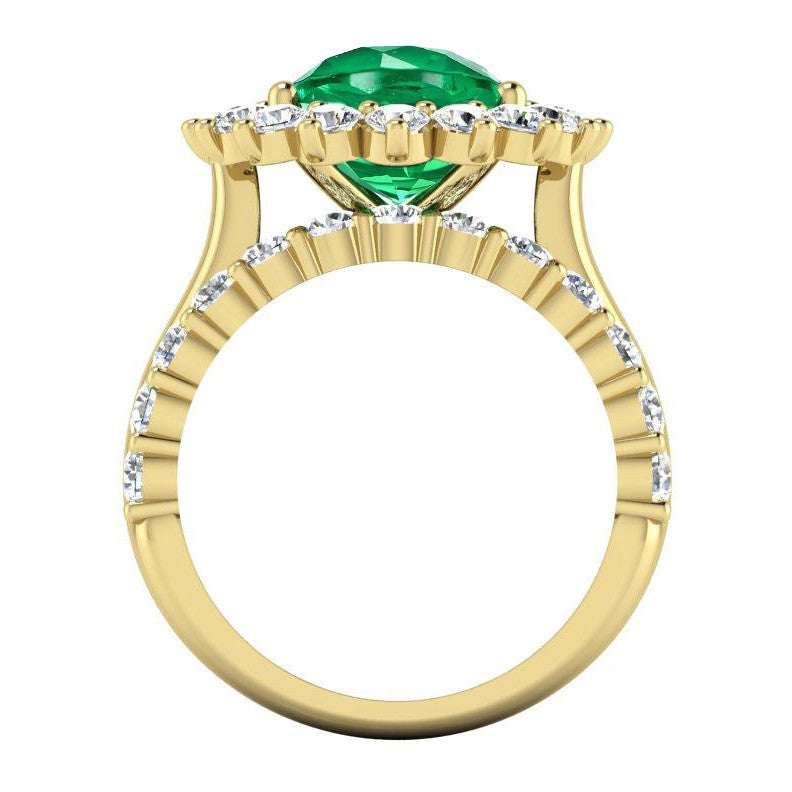 Oval Green Emerald With Diamonds Ring Set