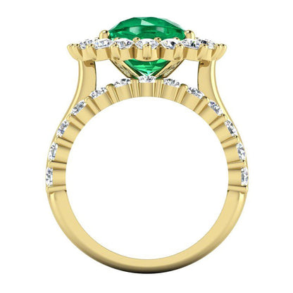 Oval Green Emerald With Diamonds Ring Set