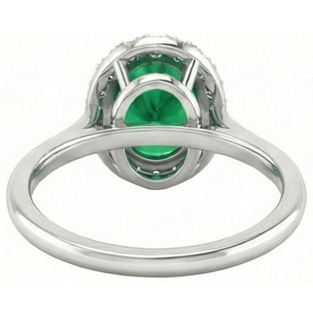 Oval Green Emerald GIA With Round Natural Earth Mined Diamond 4.50 Carats Anniversary Ring
