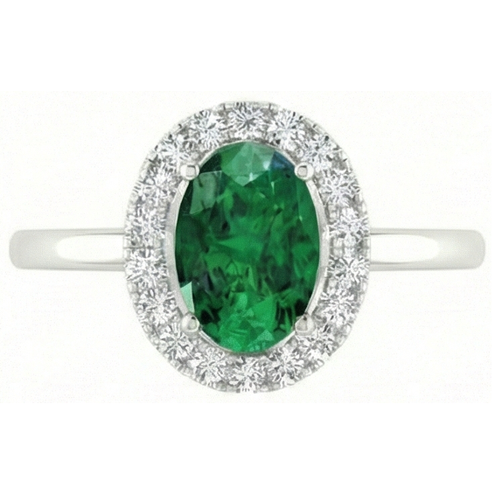 Oval Green Emerald GIA With Round Natural Earth Mined Diamond 4.50 Carats Anniversary Ring