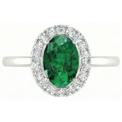 Oval Green Emerald GIA With Round Natural Earth Mined Diamond 4.50 Carats Anniversary Ring