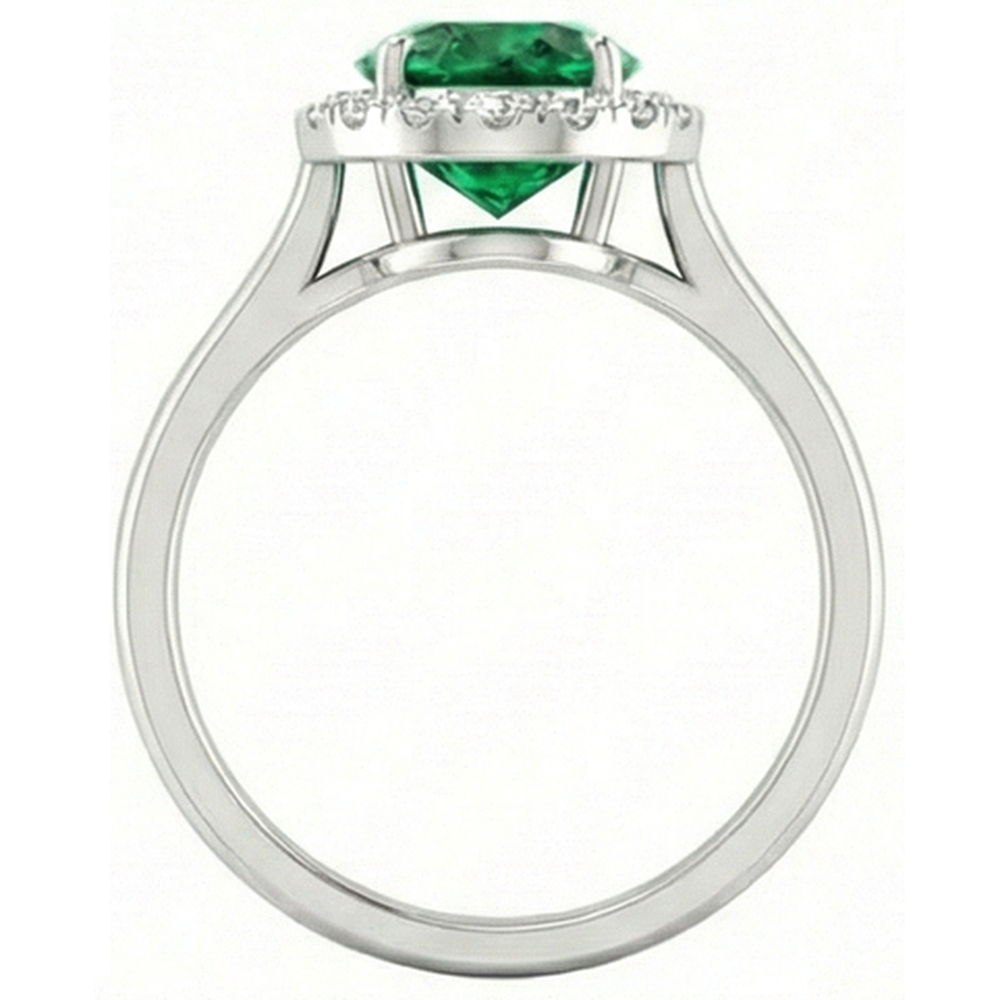 Oval Green Emerald GIA With Round Natural Earth Mined Diamond 4.50 Carats Anniversary Ring