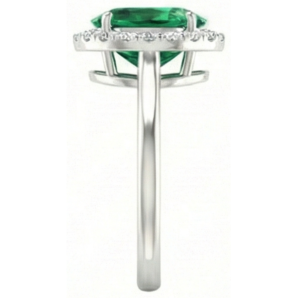 Oval Green Emerald GIA With Round Natural Earth Mined Diamond 4.50 Carats Anniversary Ring