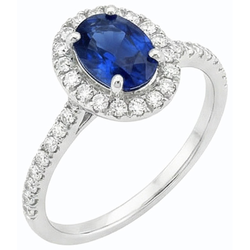 Natural Sapphire Ring 4ct - White Gold 14K