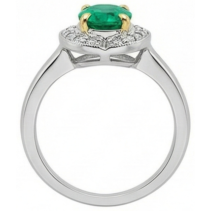 Natural Real ( Not Lab Grown ) Oval Halo Ring Green Emerald GIA Ladies Gold Jewelry