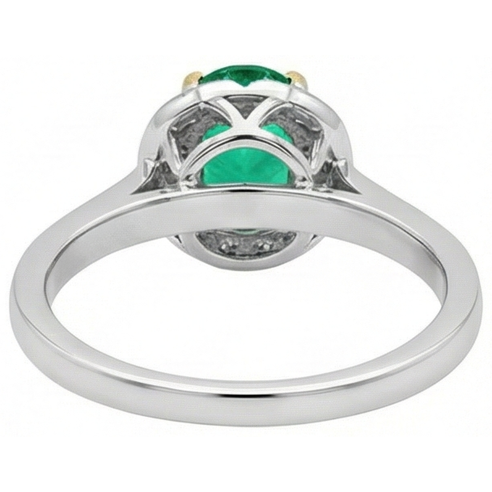 Natural Real ( Not Lab Grown ) Oval Halo Ring Green Emerald GIA Ladies Gold Jewelry