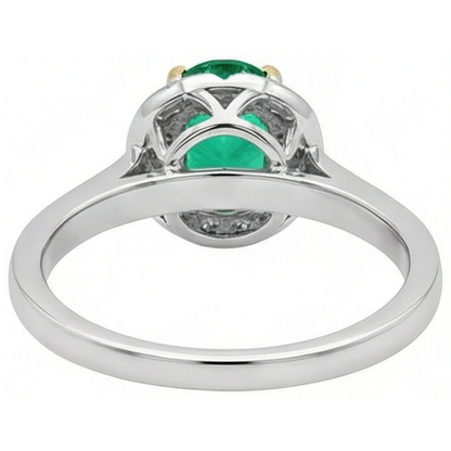 Natural Real ( Not Lab Grown ) Oval Halo Ring Green Emerald GIA Ladies Gold Jewelry
