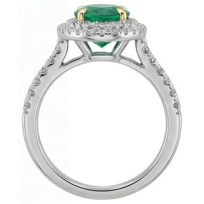 Natural Real ( Not Lab Grown ) Oval Halo Ring Green Emerald GIA Wedding Jewelry