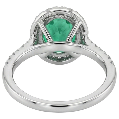 Natural Real ( Not Lab Grown ) Oval Halo Ring Green Emerald GIA Wedding Jewelry