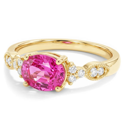 Oval Kunzite With Round Natural Earth Mined Diamonds 20.50 Carats Wedding Ring Gold 14K