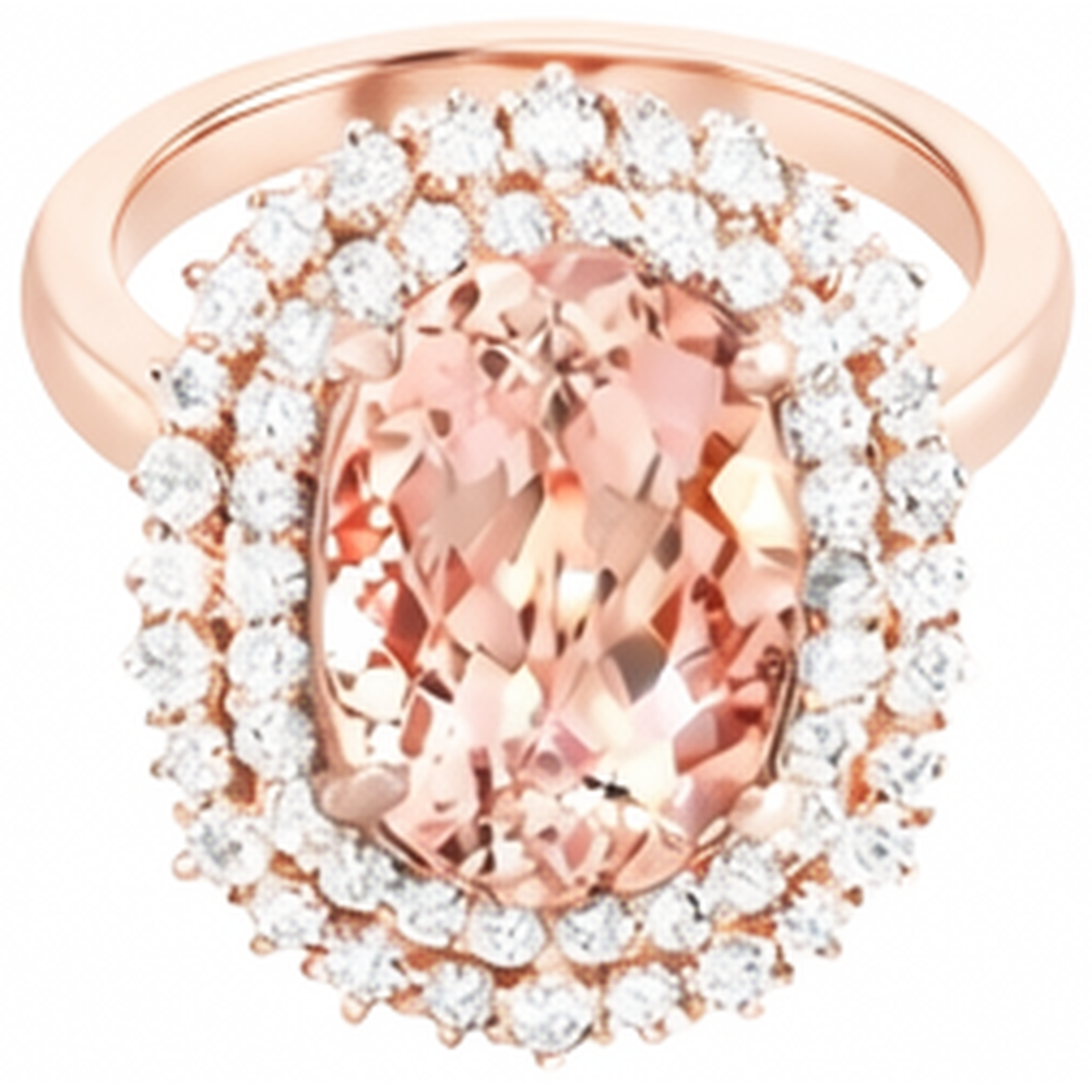 Oval Morganite And Round Natural Earth Mined Diamonds 14 Ct Ring Gold Rose 14K