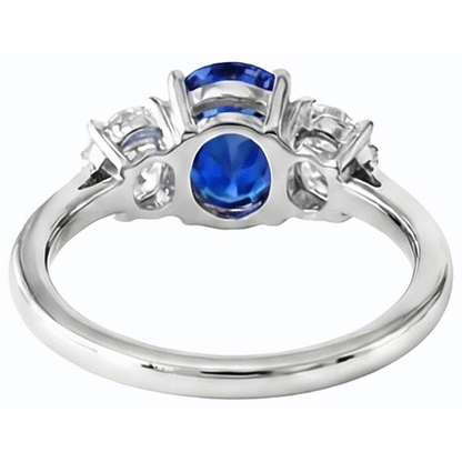 Oval Natural Earth Mined Diamond Anniversary Ring Blue Sapphire Stone 2.50 Carats