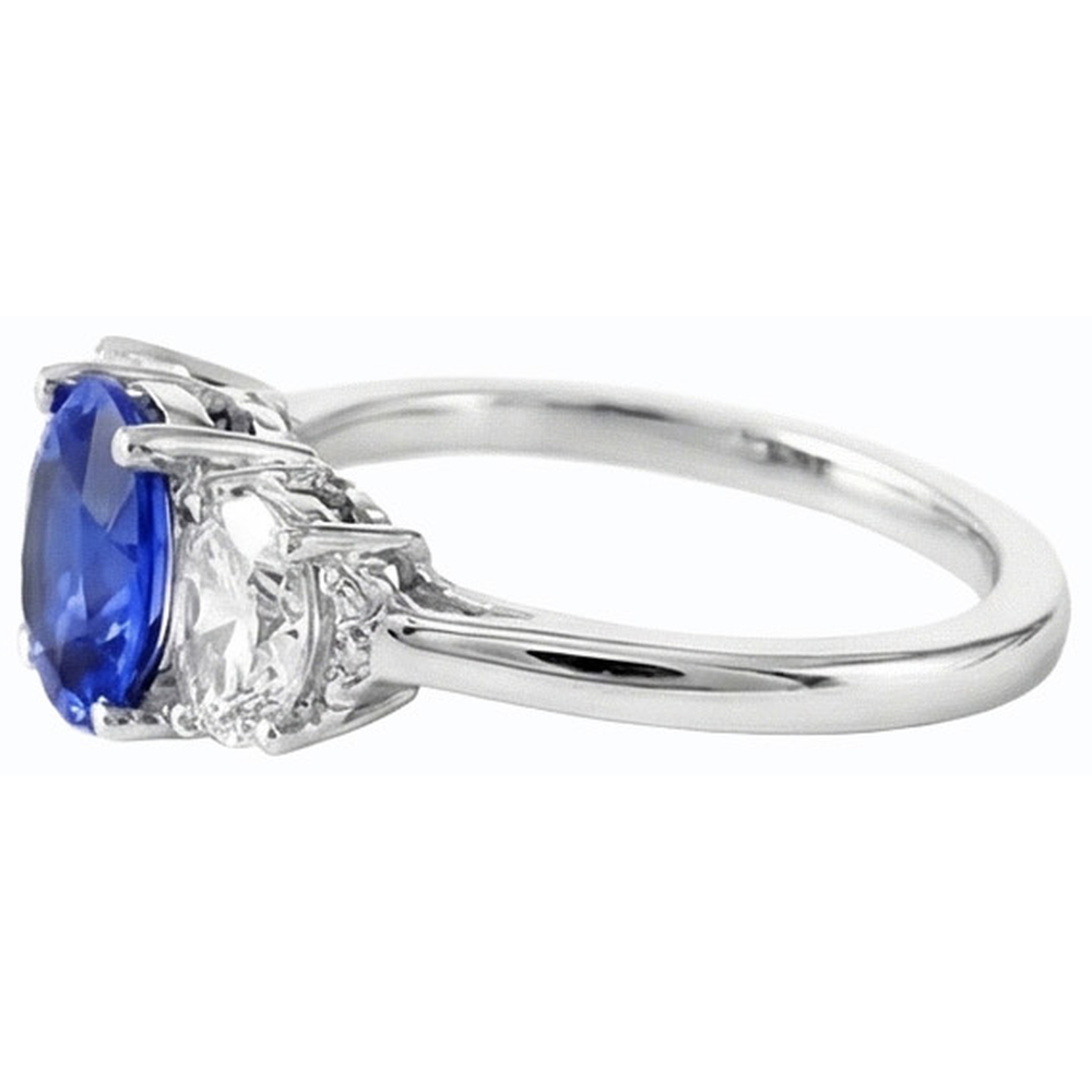 Oval Natural Earth Mined Diamond Anniversary Ring Blue Sapphire Stone 2.50 Carats