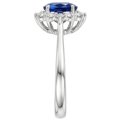 Oval Natural Earth Mined Diamond Halo Engagement Ring Sri Lankan Sapphire 4 Carats Ladies
