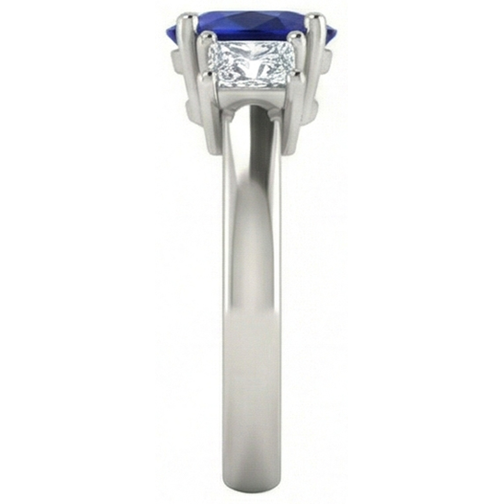 Oval Princess Cut 2.25 Ct Ceylon Sapphire Natural Earth Mined Diamonds Ring White Gold 14K