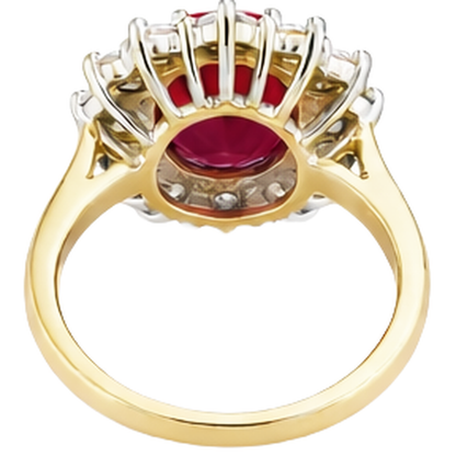 Oval Red Ruby With Natural Earth Mined Diamond Wedding Ring 4.75 Carats Gold 14K