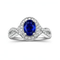 Natural Real ( Not Lab Grown )  Oval Safir Sri Lanka Halo Ring