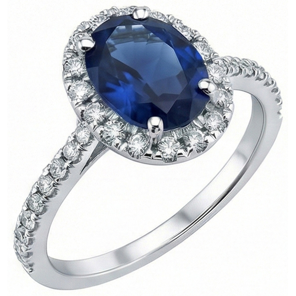 Natural Real ( Not Lab Grown )  Oval Sapphire Engagement Ring For Women