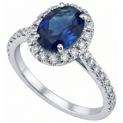 Natural Real ( Not Lab Grown )  Oval Sapphire Engagement Ring For Women