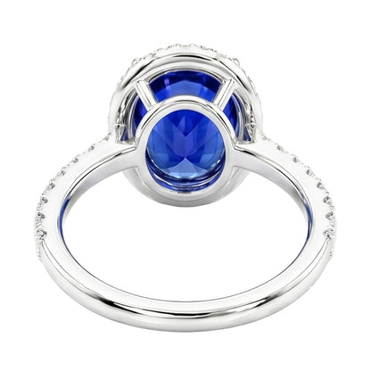 Oval Sapphire Engagement Ring With Natural Earth Mined Diamond Halo