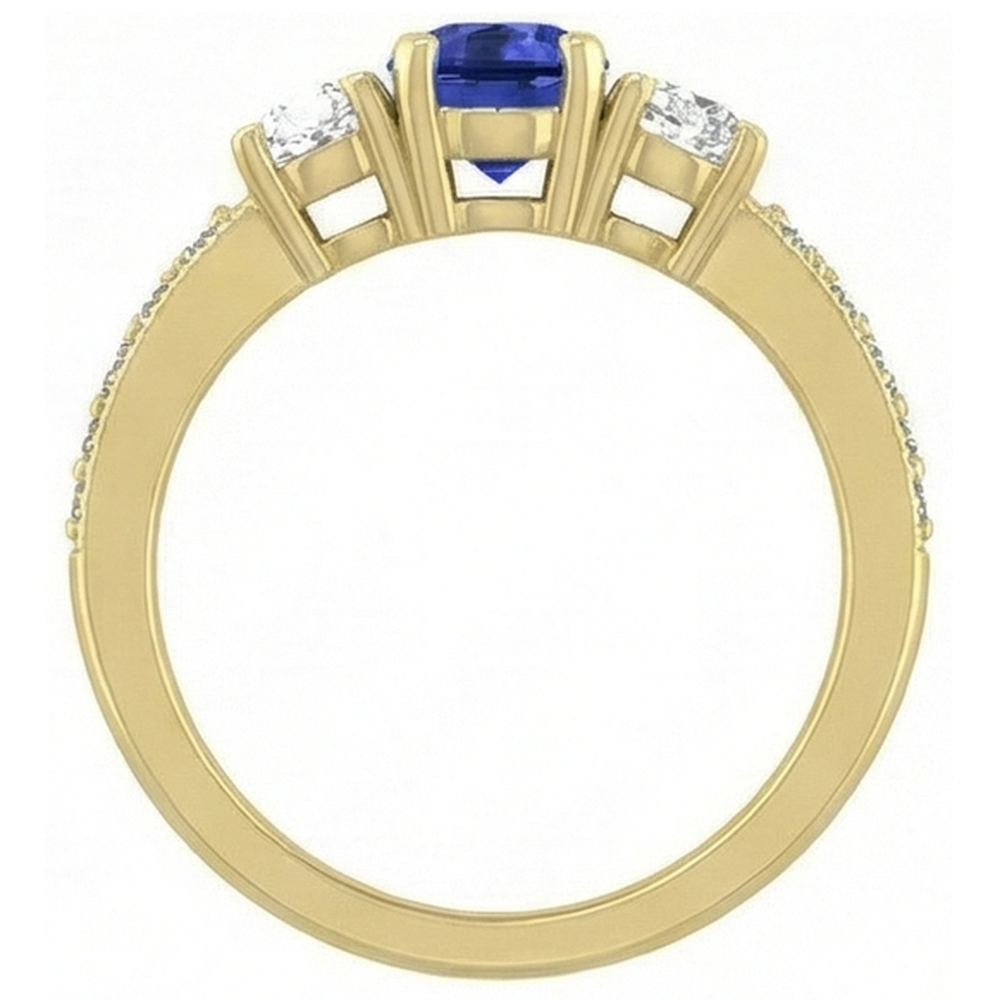 Oval Sapphire Gemstone Ring 3 Carats Ladies Sparkling Natural Earth Mined Diamond Jewelry