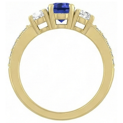 Oval Sapphire Gemstone Ring 3 Carats Ladies Sparkling Natural Earth Mined Diamond Jewelry