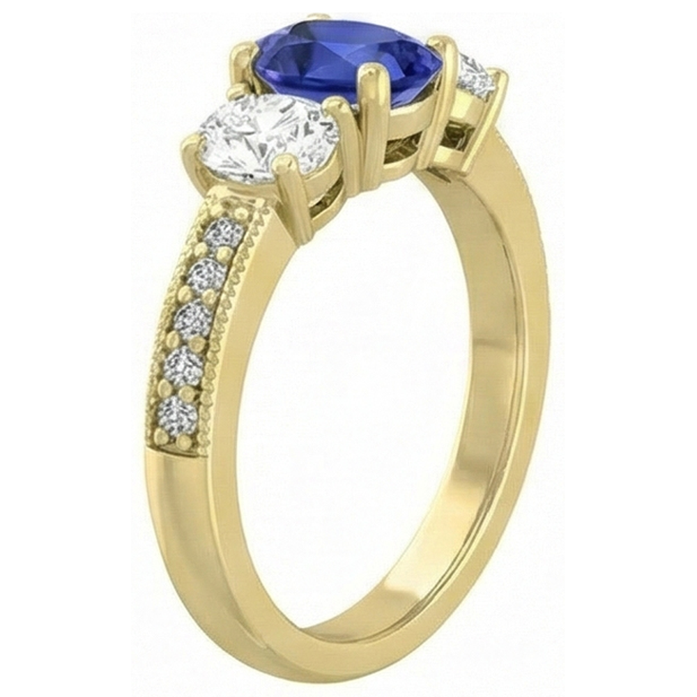 Oval Sapphire Gemstone Ring 3 Carats Ladies Sparkling Natural Earth Mined Diamond Jewelry