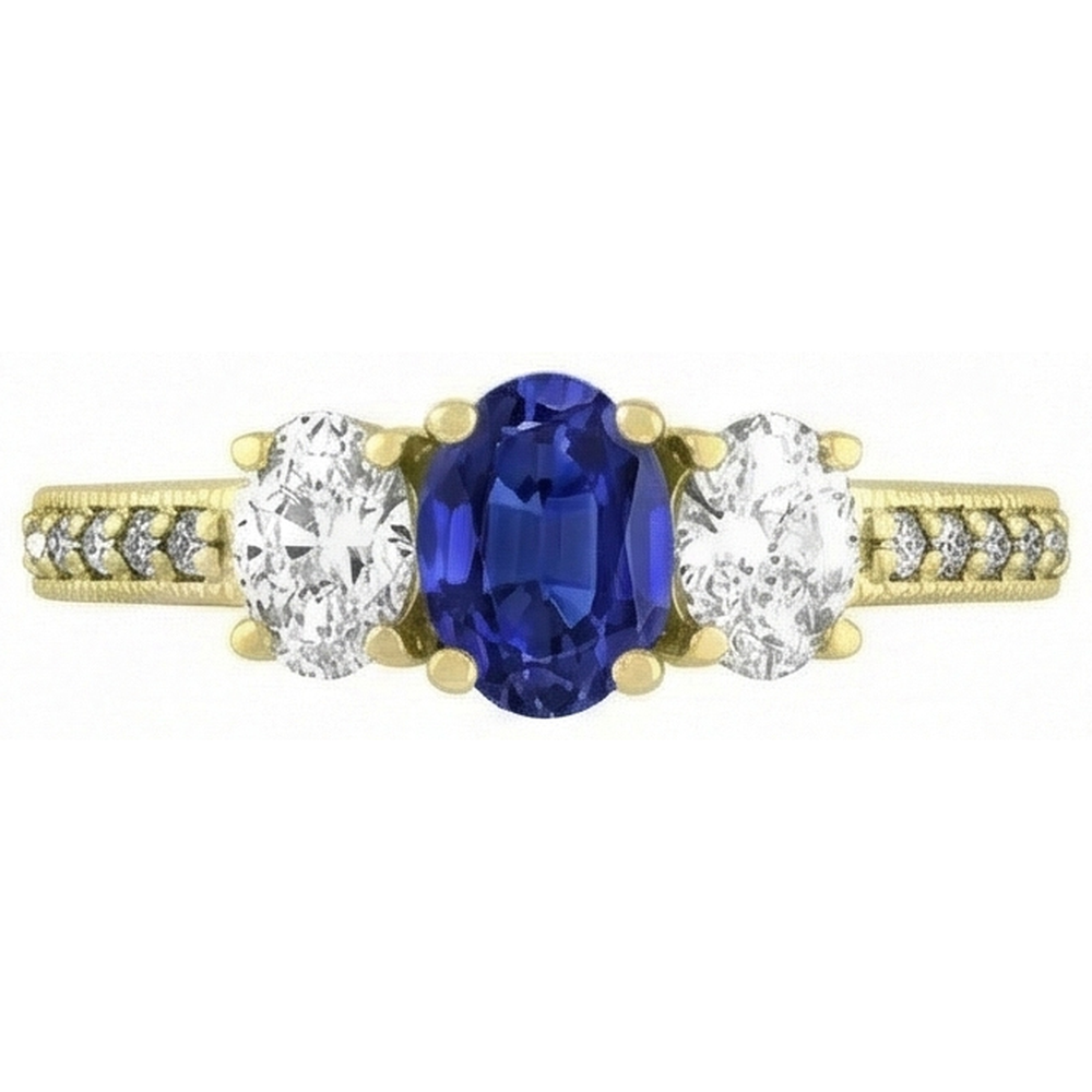 Oval Sapphire Gemstone Ring 3 Carats Ladies Sparkling Natural Earth Mined Diamond Jewelry