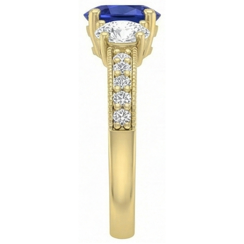 Oval Sapphire Gemstone Ring 3 Carats Ladies Sparkling Natural Earth Mined Diamond Jewelry
