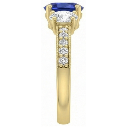 Oval Sapphire Gemstone Ring 3 Carats Ladies Sparkling Natural Earth Mined Diamond Jewelry
