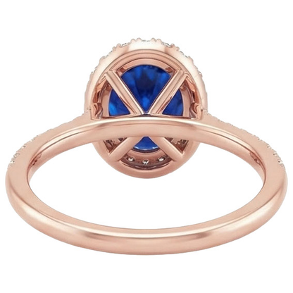Oval Sapphire Natural Earth Mined Diamond Gemstone Ring 8 Carats Jewelry Rose Gold 14K
