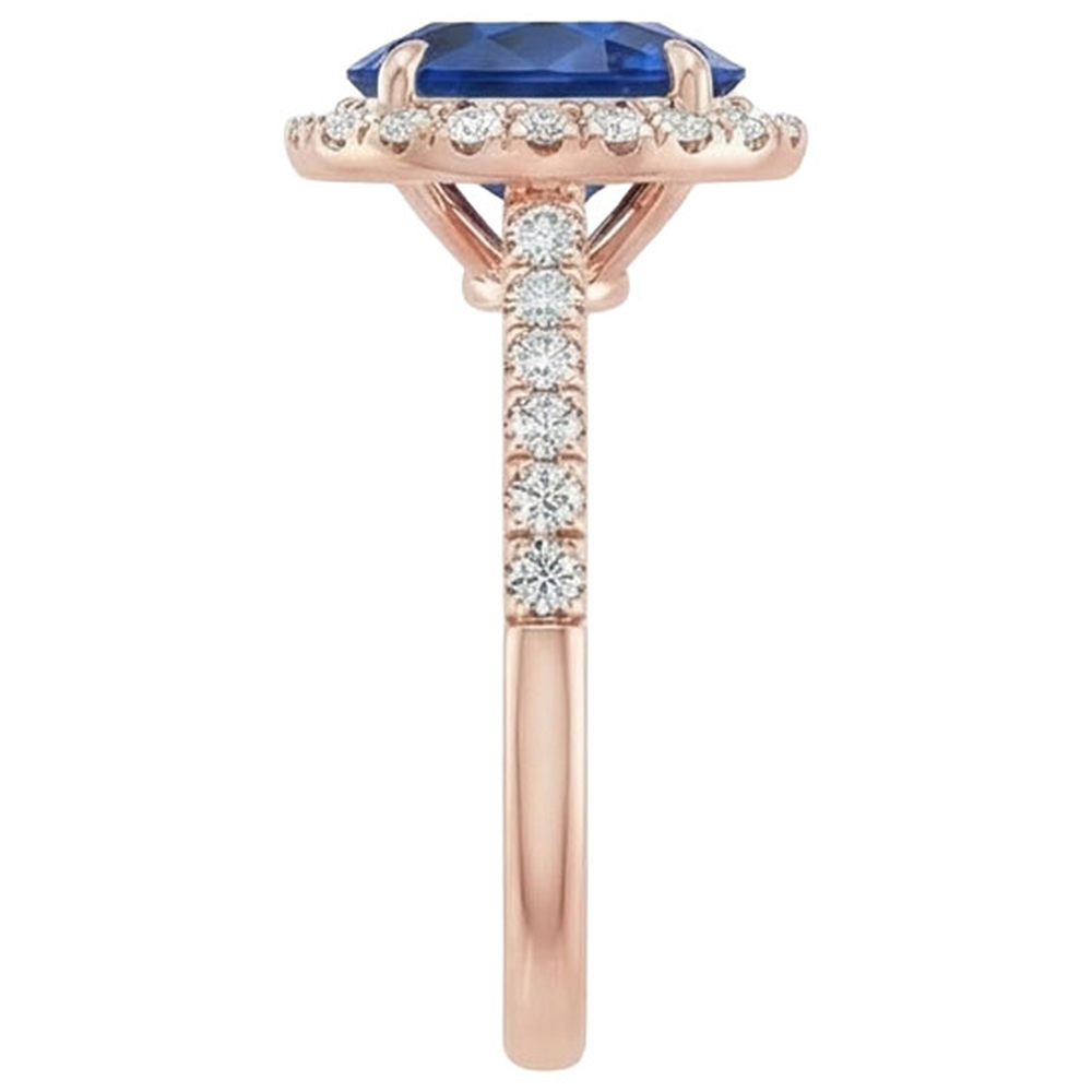 Oval Sapphire Natural Earth Mined Diamond Gemstone Ring 8 Carats Jewelry Rose Gold 14K