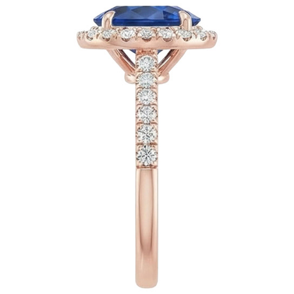 Oval Sapphire Natural Earth Mined Diamond Gemstone Ring 8 Carats Jewelry Rose Gold 14K