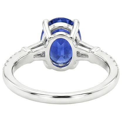 Oval Sapphire Natural Earth Mined Diamond Ring