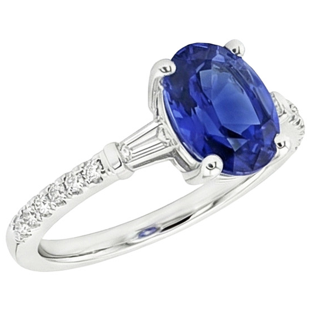 Oval Sapphire Natural Earth Mined Diamond Ring