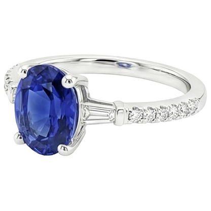Oval Sapphire Natural Earth Mined Diamond Ring